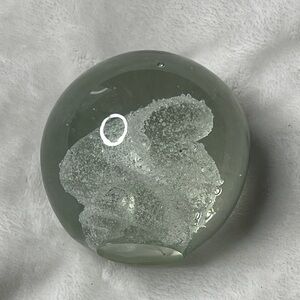 Elegant Glass Sphere Paperweight with Frosted Design Inside